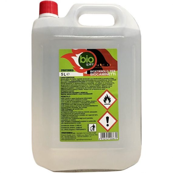 1 X 5Lt Bioetanolo Combustibile Liquido Ecologico Naturale Inodore Camino Sprint SPRINTCHIMICA 7427250891821 7427250891821