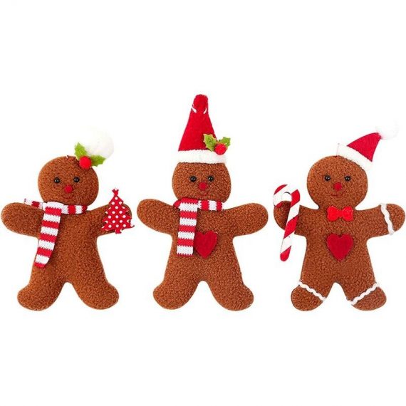 3 pendenti con omino di pan di zenzero viventi abbinati, pendenti con bambola di pan di zenzero, decorazioni natalizie festive, camino, albero di PERLE RAREIT 9784267161599 RBD015823lc