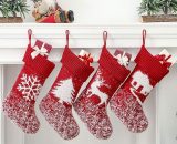 4 pezzi di sacchetti regalo di Natale, grandi calzini natalizi, calzini da camino, decorazioni per feste di Natale in famiglia, sacchetti per REGALO 9784267164538 RBD016117lc
