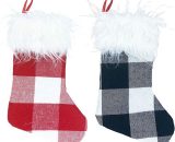 Regalo - Calza natalizia 2 pezzi, calza decorazione natalizia, calza camino, 25,5 cm, calza natalizia, sacchetti appesi, caramelle, sacchetti natalizi REGALO 9784267164644 RBD016128lc