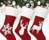 Regalo - 3 Pezzi Calza di Natale Decorazione per albero di abete Camino Babbo Natale Renna Pupazzo di neve Calze di Natale Biscotti di caramelle REGALO 9784267164446 RBD016108lc