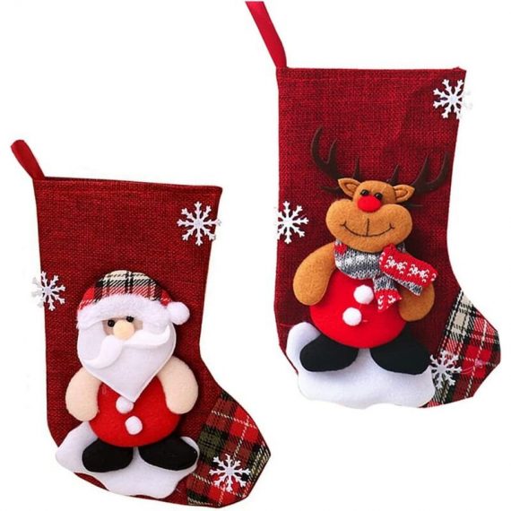 2 regali calza di Natale, calze personalizzate pupazzo di neve e renne, sacchetti regalo di Natale, decorazioni natalizie, alberi da camino, REGALO 9784267164477 RBD016111lc