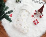 Porta calza di Natale in peluche bianco, caramelle al cioccolato, decorazione per camino da appendere all'albero di Natale (oro) REGALO 9784267164590 RBD016123lc