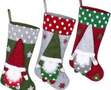 Regalo - Sacchetto di Natale 3 pezzi Calzini appesi Babbo Natale 3D Decorazione natalizia Sacchetto di caramelle albero camino REGALO 9784267164453 RBD016109lc
