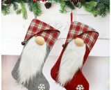 2 grandi calzini di Natale che appendono il sacchetto di Babbo Natale, il sacchetto di caramelle dell'albero del camino della decorazione di Natale REGALO 9784267164545 RBD016118lc