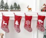 4 pezzi Calze natalizie Calze natalizie lavorate a maglia Calze da camino natalizie con gancio porta calze Appendino natalizio per decorazioni PERLE RAREIT 9027979788853 RBD017083myl