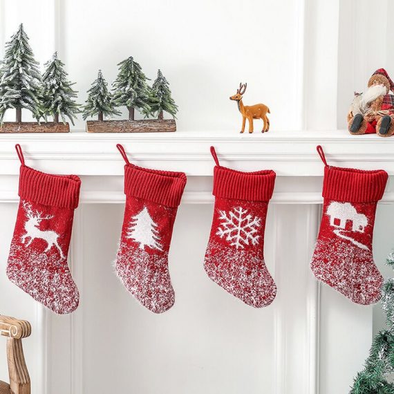 4 pezzi Calze natalizie Calze natalizie lavorate a maglia Calze da camino natalizie con gancio porta calze Appendino natalizio per decorazioni PERLE RAREIT 9027979788853 RBD017083myl