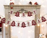 Striscione di buon Natale, decorazione per striscioni a forma di pino natalizio a forma di tela a quadri per camino, ottimo per decorazioni natalizie DEVENIRRICHE Mano-ZQIT-7837