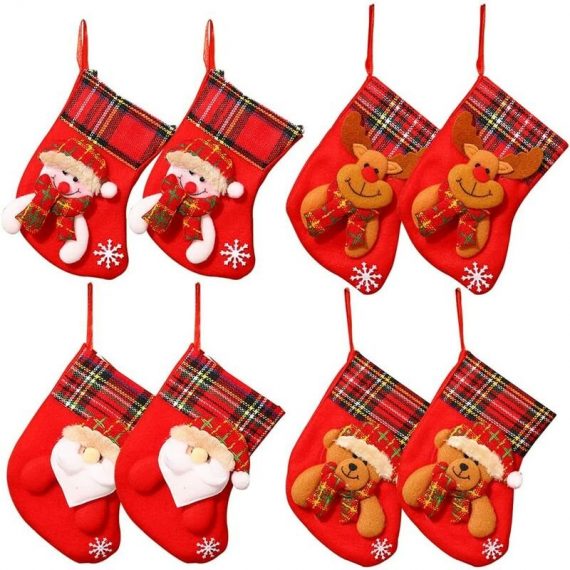 8 pezzi di calze di Natale, calze di Natale, decorazione del sacchetto del regalo, borsa per appendere i calzini di Natale, per albero, camino, PERLE RAREIT 9349843222530 YBD017873HHY