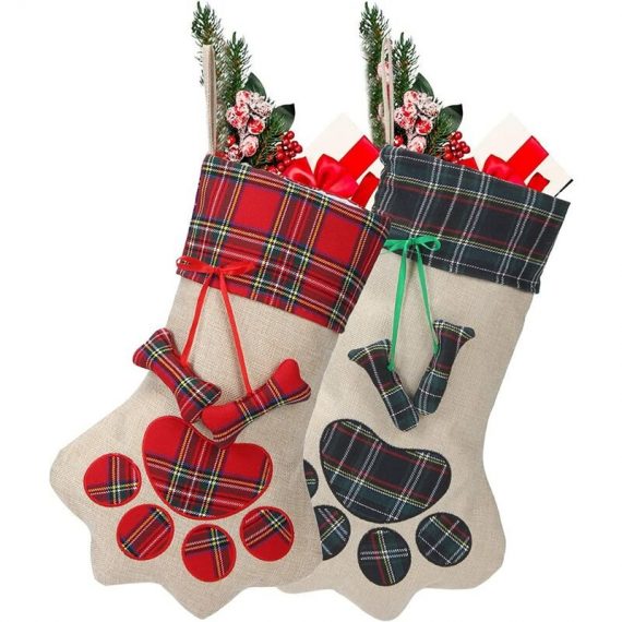 2 pezzi Calze di Natale Calze per zampa di animali Calze da appendere al camino per cani, gatti e decorazioni natalizie PERLE RAREIT 9349843234748 YBD019094LZR
