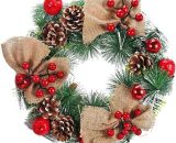 Porta ghirlanda natalizia con pigne e bacche Ghirlanda natalizia per decorazione esterna e interna Porta camino in abete-32 cm ILOVEMILAN 9455903657522 MilanYI010634