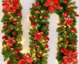 Ghirlanda per albero di Natale da 270 cm, ghirlanda per albero di Natale artificiale con decorazione a luci led, per camino scala porta albero di ILOVEMILAN 9455903522929 MilanYI006503