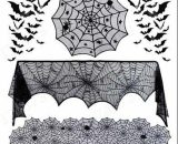 Ilovemilan - Set di 4 set di decorazioni per ragni di Halloween - Sciarpa per camino di Halloween e tovaglia rotonda e runner da tavola in pizzo e 60 ILOVEMILAN 9123581111284 YZO50212XXH