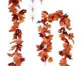 2 pezzi di ghirlande di foglie d'acero autunnali artificiali 5,7 piedi / pezzo di viti appese per la decorazione del camino a parete della festa di BRIDAY 7362273993377 JMS-5916