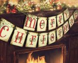 Briday - Merry Christmas Banner - Decorazioni natalizie vintage da interno per il mantello del camino della festa dell'ufficio a casa BRIDAY 7362273924722 JMS-9543