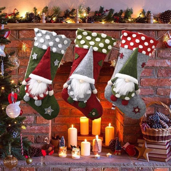 Calza di Natale calza appesa per camino, borsa regalo Candy Pouch Bag, Babbo Natale, 2 pezzi THSINDE 9089663801095 9089663801095