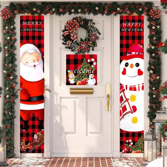 Striscioni natalizi Decorazioni natalizie per veranda, porta d'ingresso, camino, giardino, casa, festa Adatto per interni ed esterni 180 cm THSINDE 9089663827934 9089663827934