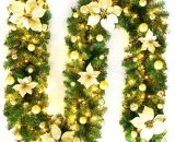 Kueatily - Ghirlanda di Natale, 2,7 m Scale per camino Decorate Luci a led Ornamento Ghirlanda di Natale per la decorazione (oro) KUEATILY 5768580838530 ASD-06128