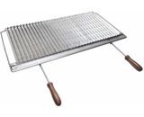 Graticola in acciaio inox per barbecue camino stufa con manici legno smontabili misura a scelta : 84x40 cm FONDERIA BONGIOVANNI 8054301010437 254931245821-3